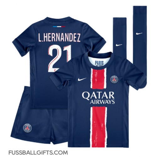 Paris Saint-Germain Lucas Hernandez #21 Fußballbekleidung Heimtrikot Kinder 2024-25 Kurzarm (+ kurze hosen)